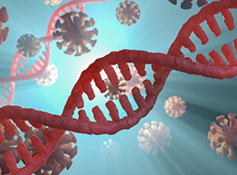 DNA chain. Abstract scientific background. Beautiful illustraion. Biotechnology, biochemistry, genetics and medicine concept .3D rendering